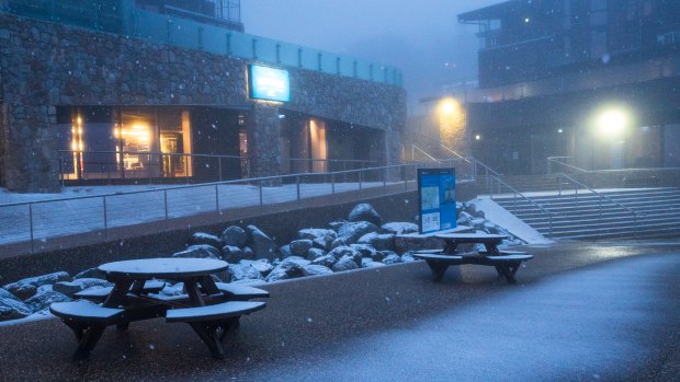 Snow at Falls Creek on Wednesday.
