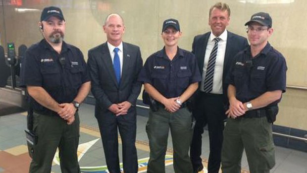 Premier Campbell Newman and Transport Minister Scott Emerson with Translink Senior Network Officers.