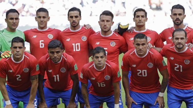Costa Rica team before the match against Serbia.