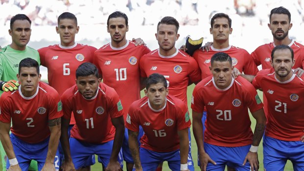 Costa Rica team before the match against Serbia.