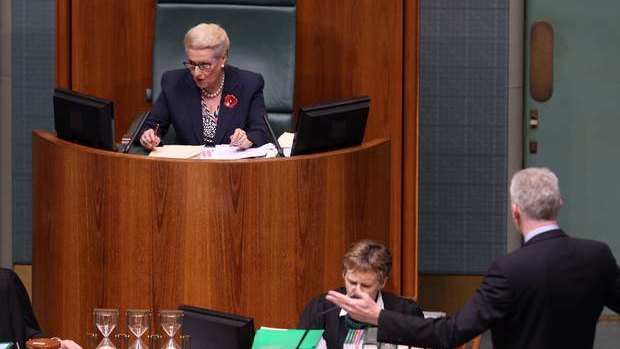 Manager of Opposition Business Tony Burke and Madam Speaker Bronwyn Bishop during question time. Photo: Andrew Meares