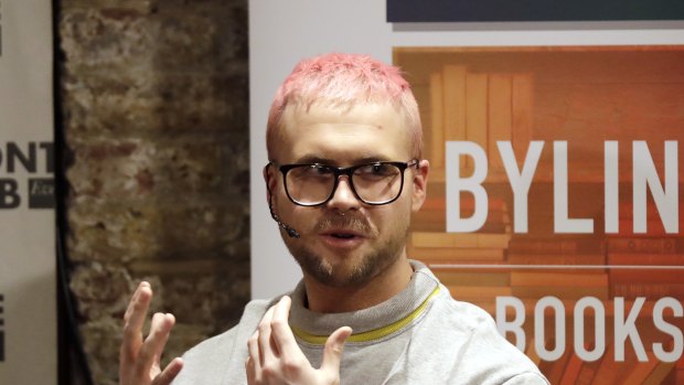 Chris Wylie, who once worked at Cambridge Analytica, gives a talk at the Frontline Club in London.