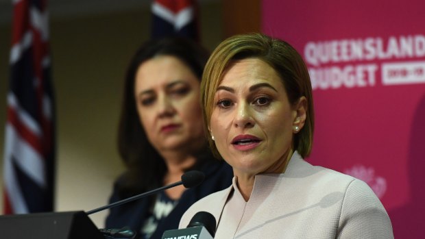 Queensland Premier Annastacia Palaszczuk (left) and Treasurer Jackie Trad prepare to hand down the 2018-19 budget. 