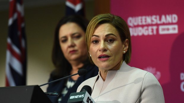 Queensland Premier Annastacia Palaszczuk (left) and Treasurer Jackie Trad prepare to hand down the 2018-19 budget. 