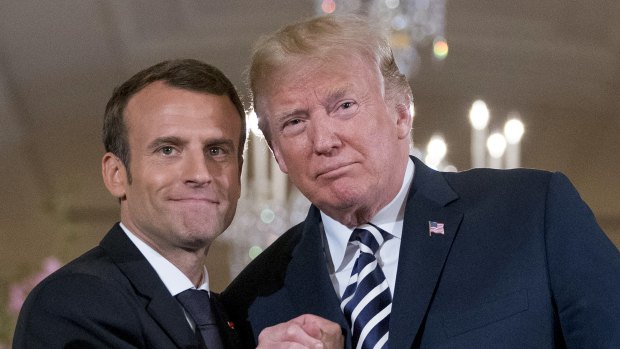 US President Donald Trump and French President Emmanuel Macron at the White House last week.