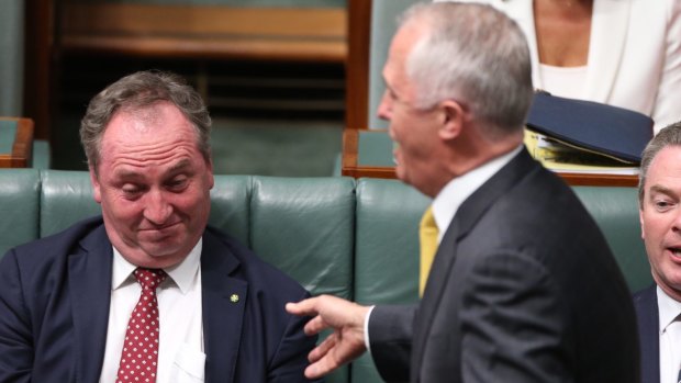 Prime Minister Malcolm Turnbull and Deputy Prime Minister Barnaby Joyce during question time on Tuesday.