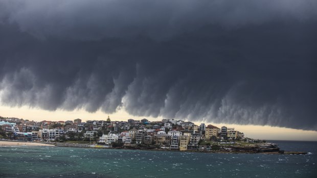 The Bureau of Meteorology's weather radar system is used to detect storms, such as this one at Bondi Beach.