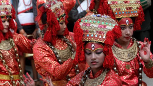 Goddesses ... Nepalese girls dressed as Kumari.
