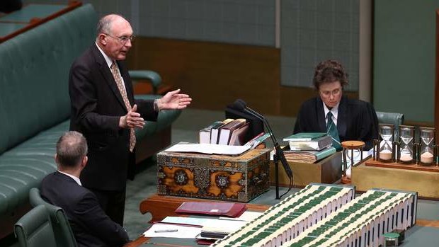 Deputy Prime Minister Warren Truss updates the House of Representatives on the search for the missing Malaysian airlines flight MH370. Photo: Alex Ellinghausen