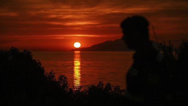 The sun sets as seen from the Anzac Cove beach in Gallipoli peninsula, Turkey on Tuesday
