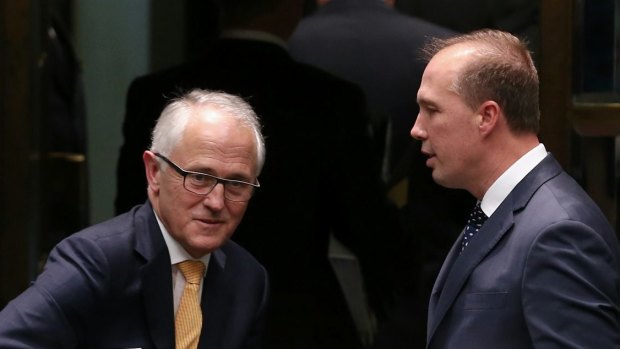 Prime Minister Malcolm Turnbull and Immigration Minister Peter Dutton leave question time on Thursday.