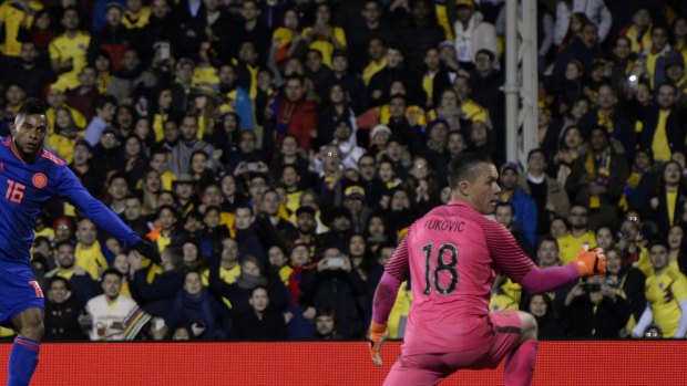 Net result: Danny Vukovic had an eventful international debut against Colombia last March.