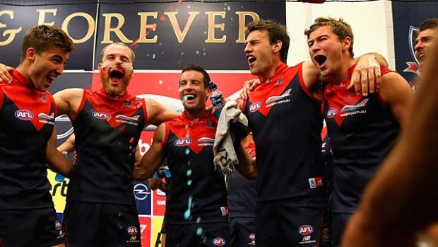 The Demons sing the song after beating the Giants by 41 points.