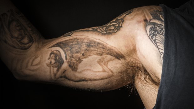 Anthony Onorato's 'ugly angel' was the first of many disappointing tattoos on his right arm.
