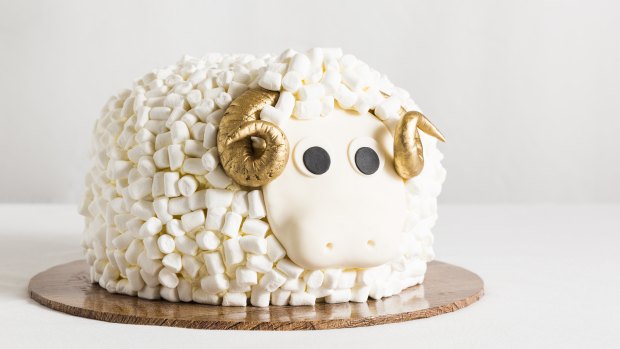 The cake version of Goulburn's Big Merino - made by Leah Oldmeadow - was a s’mores cake: muscovado sugar cake, chocolate fudge filling and marshmallow icing.