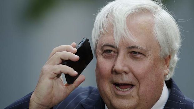 Clive Palmer on Wednesday. Photo: Alex Ellinghausen