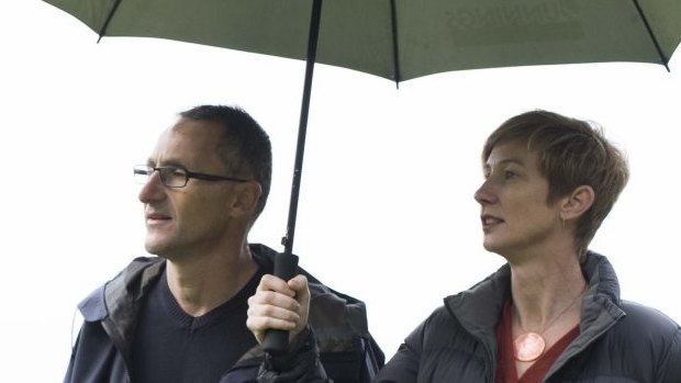Richard Di Natale and his wife, Lucy Quarterman, on their farm.