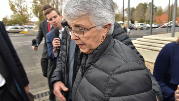 Lorraine Nicholson leaves Ballarat Magistrates Court on Friday. 