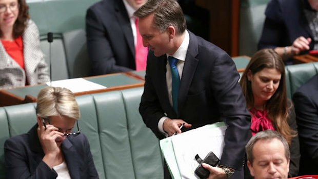 Shadow Treasurer Chris Bowen leaves under 94a. Photo: Alex Ellinghausen