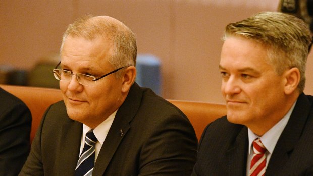 Treasurer Scott Morrison and  Finance Minister Mathias Cormann: about to deliver the budget.