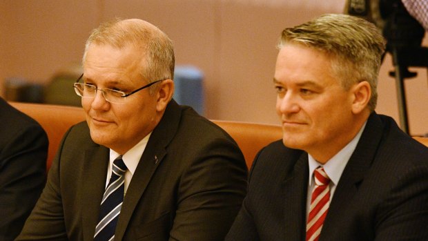 Treasurer Scott Morrison and  Finance Minister Mathias Cormann: about to deliver the budget.