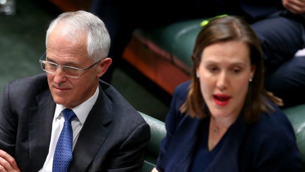 Prime Minister Malcolm Turnbull and Financial Services Minister Kelly O'Dwyer during question time on Thursday.