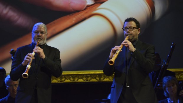Tafelmusik oboists John Abberger and Marco Cera.