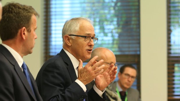 Prime Minister Malcolm Turnbull during a meeting on cyber security at Parliament House on Wednesday.