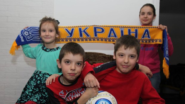 One of the photos sent to Lydia Dackiw of children said to have lost their fathers to the war in Eastern Ukraine.