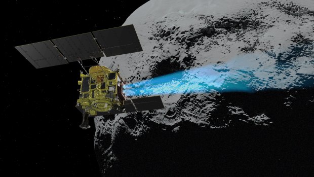 Hayabusa2 leaves Ryugu (artist's impression).