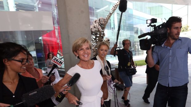 Foreign Minister Julie Bishop arrives at Canberra Airport on Sunday.