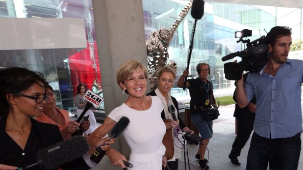 Foreign Minister Julie Bishop arrives at Canberra Airport on Sunday.