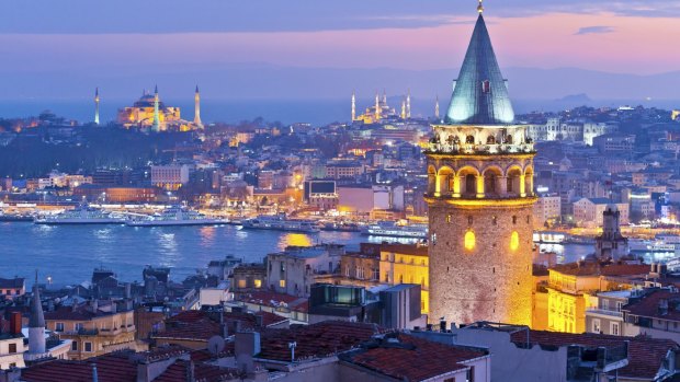 Grand vistas: An early evening view of the Istanbul skyline overlooking the Bosphorus with Galata Tower in the foreground.