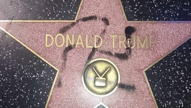 Frequently defaced: Trump's 'star' on the Hollywood Walk of Fame.