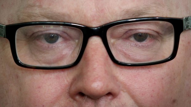 Attorney-General Senator George Brandis in the press gallery on Thursday.