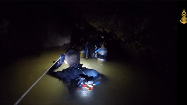 The Royal Thai Navy in action during the rescue.