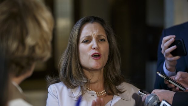 Canadian Foreign Affairs Minister Chrystia Freeland in Quebec City.