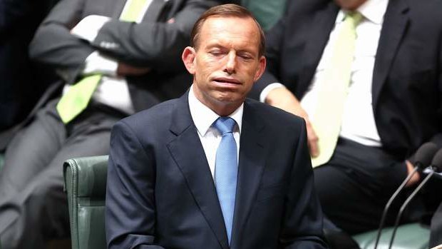 Prime Minister Tony Abbott sighs during Question Time. Photo: Alex Ellinghausen