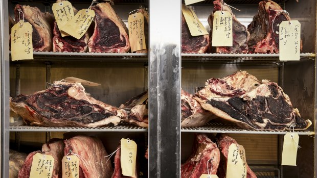 Meat being aged at Butchers Diner in the Melbourne CBD.