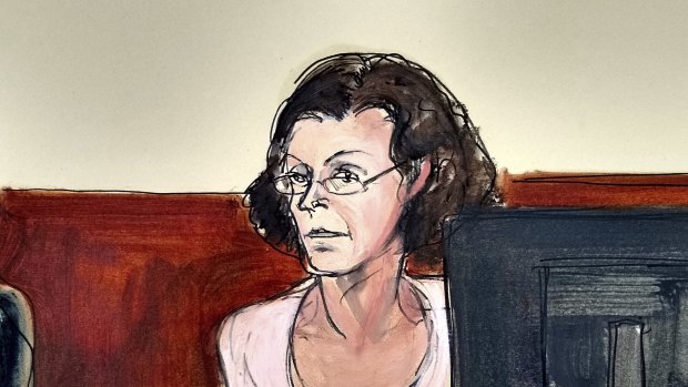 Claire Bronfman in a courtroom drawing.