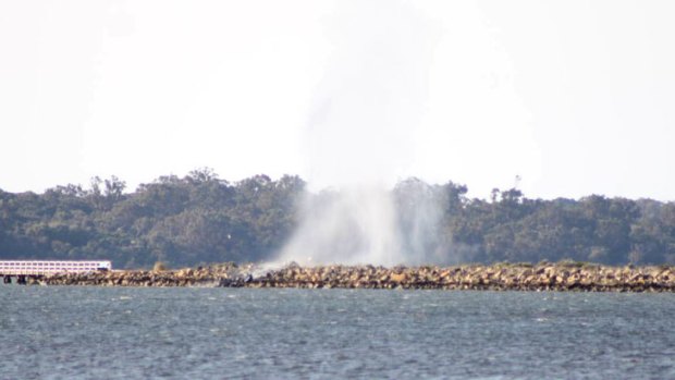 Explosives were detonated in the water near the jetty at the Australind Estuary.