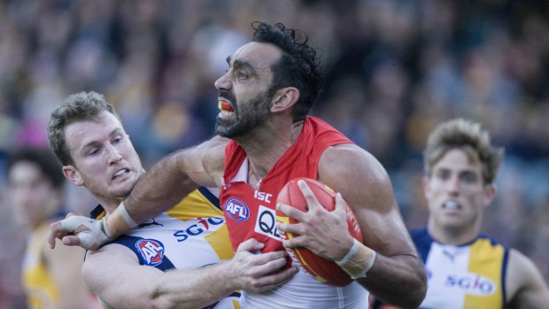 Sydney Swans player Adam Goodes endured relentless
booing from West Coast Eagles fans in Perth during 2015.