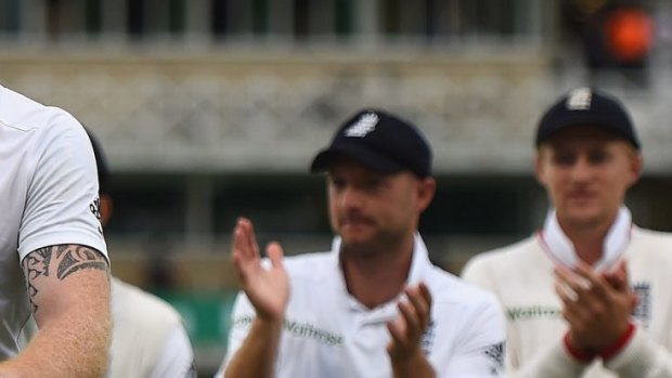 Ben Stokes of England is applauded off the fied by players and fans after taking five wickets during day two of the 4th Investec Ashes Test.