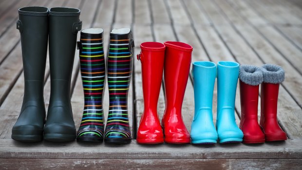 Gum boots are the right attire as rain sets in for the start of WA's school holidays.