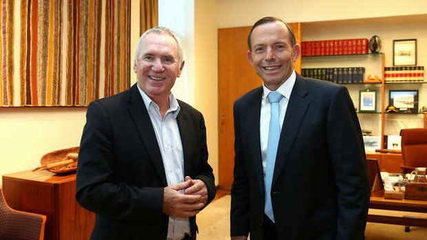 Former Australian cricket captain and Skin Cancer Network Ambassador, Allan Border, meets with Prime Minister Tony Abbott on Tuesday.