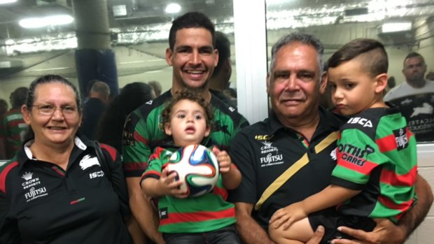 Loved ones: Cody Walker with his late mother Linda Stewart, father Bernie and children Kade, 3, and Kian, 7.