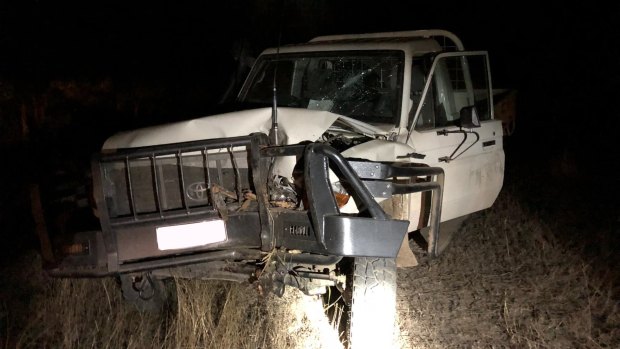 The ute hit a tree just after 6pm on Monday night.