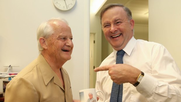 Liberal MP Philip Ruddock with Labor MP Anthony Albanese on Wednesday.