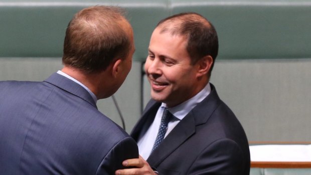 Immigration Minister Peter Dutton and Energy Minister Josh Frydenberg during question time on Tuesday.
