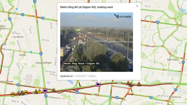 The VicRoads traffic map as of 8am
